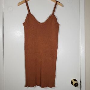 I ❤ It Burnt Orange Sleeveless Ribbed Bodycon Mini Dress Size L